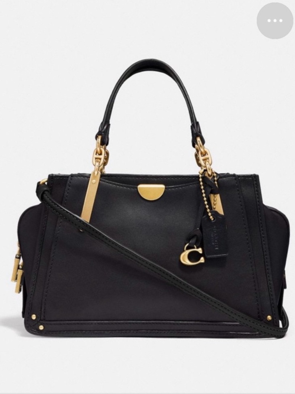 Coach Dreamer 36 Black Leather Satchel Crossbody Gold Hardware Style 30947